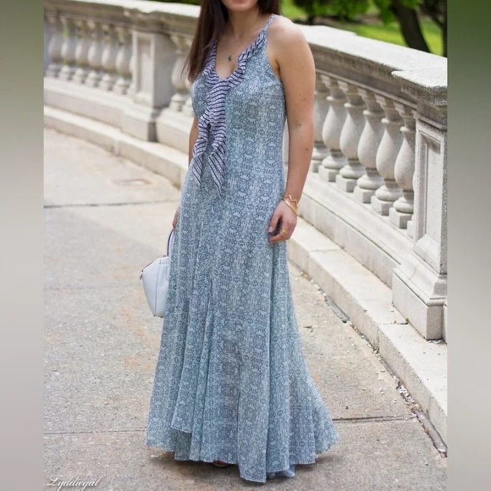 Cabi dress Garden Party Floral Print Ruffled Maxi Dress Boho Morocco fairie